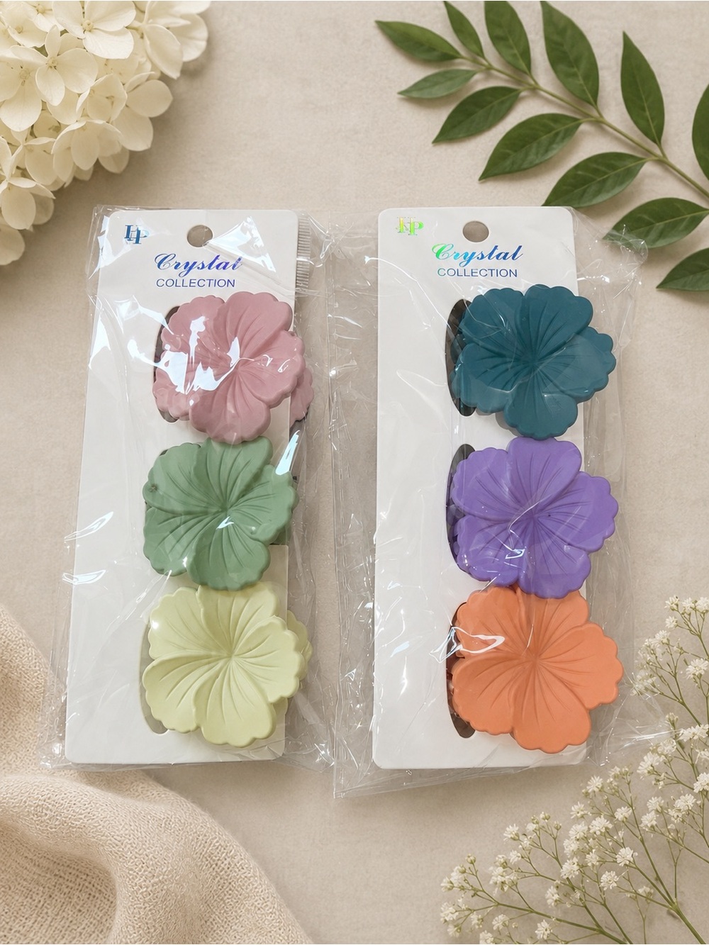 6 mini flower hair clips